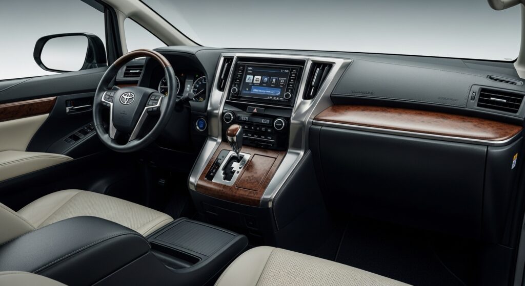 ヴェルファイアは高級感を演出する内装の木目調パネルと質感