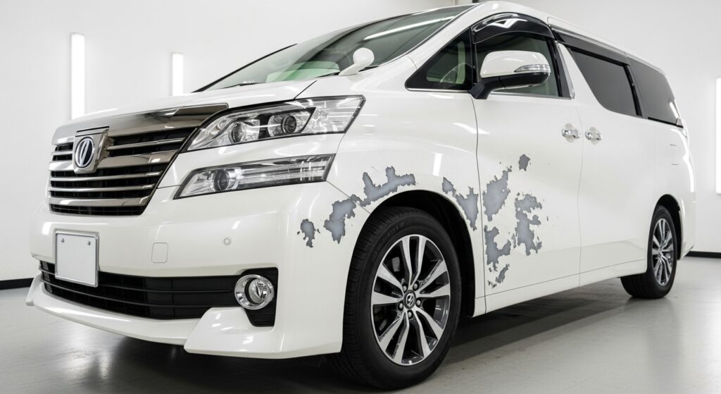 高級車ヴェルファイア塗装剥がれ