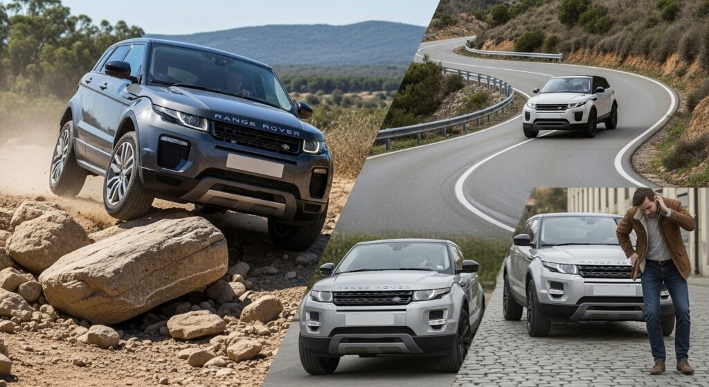 イヴォークもその血統を受け継いでおり、路面の細かな凹凸はしなやかにいなし、まるで魔法の絨毯のように滑らかに走る感覚は、まさに高級車ならではの世界