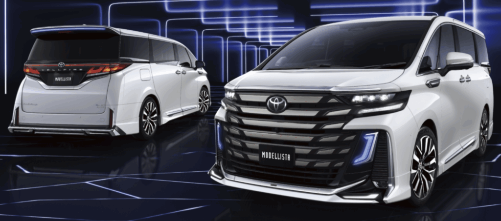 純正エアロパーツを装着した重厚なスタイリングの車