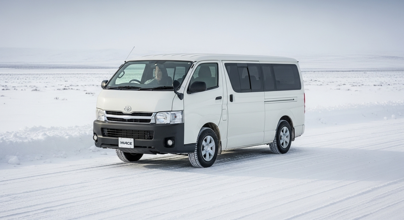 雪道を走行するハイエース4WD。後悔しないための必要性とメリットを解説。