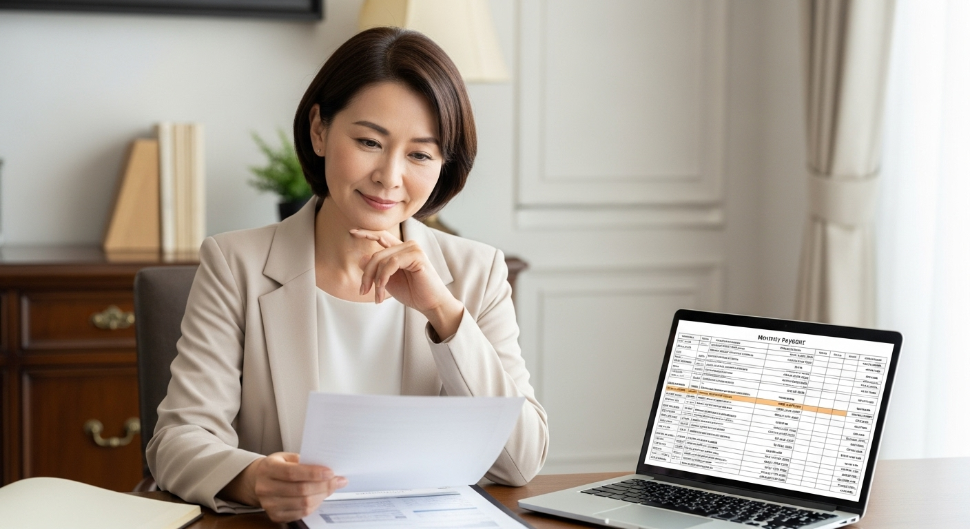 月々の支払額を比較検討しているイラスト