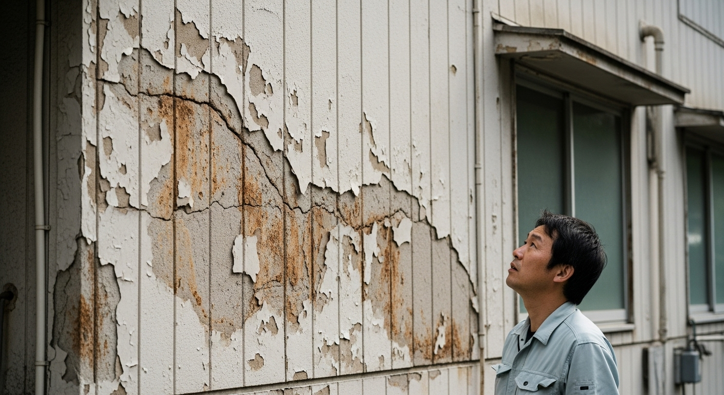 塗装の剥がれを放置し、腐食や劣化が進行した外壁