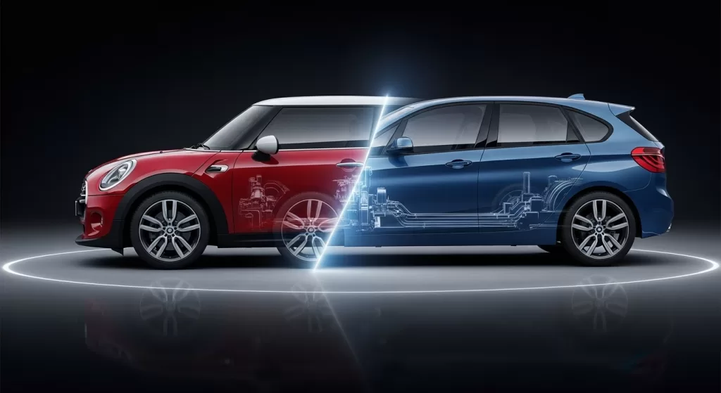 MINIとプラットフォームを共有することでコスト削減を実現したイメージ