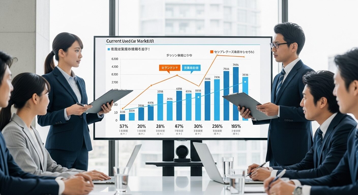 国内中古車市場の流通状況と今後の見通しを示すグラフ