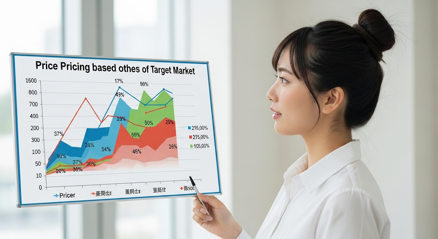 ターゲット層の反応から価格設定の妥当性を分析するグラフ