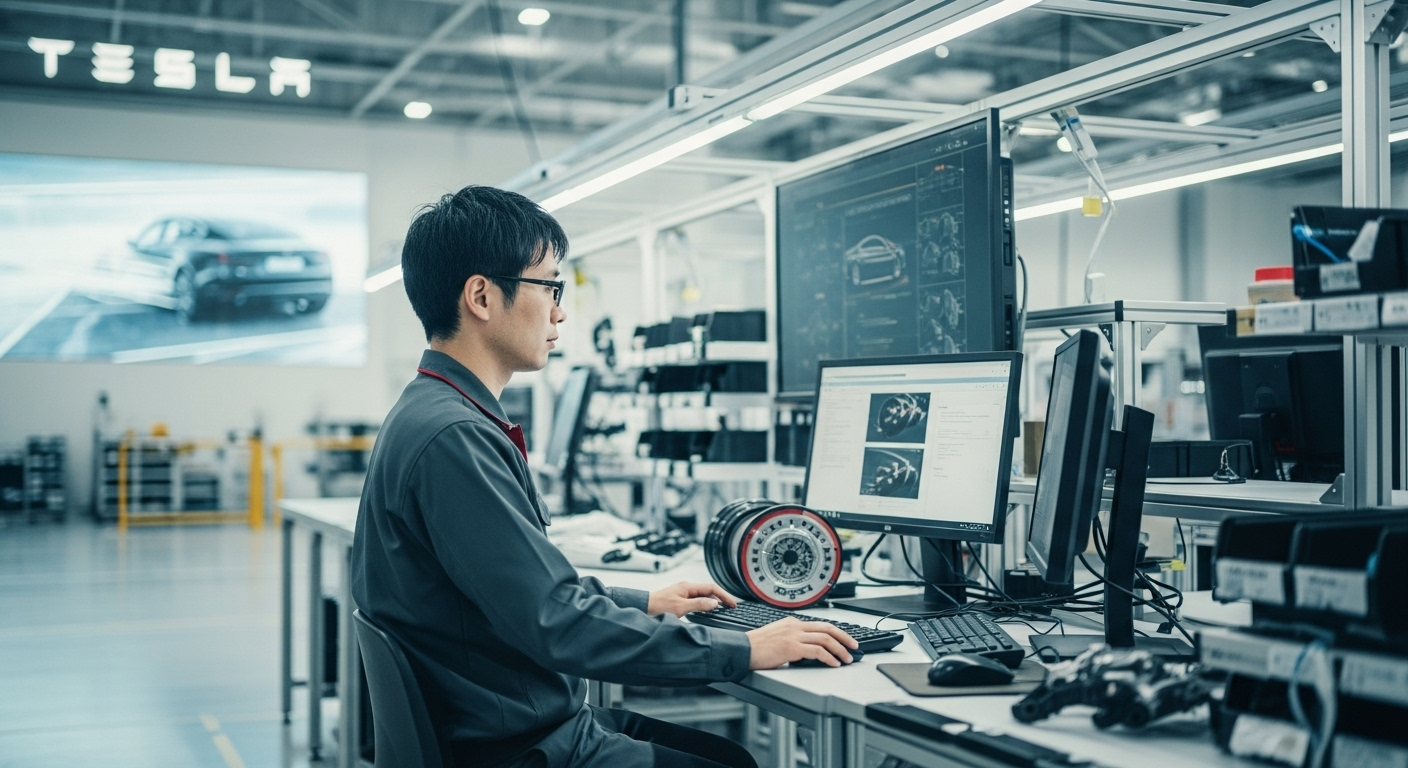 テスラ本社が管理する独自の部品供給システムの概念図