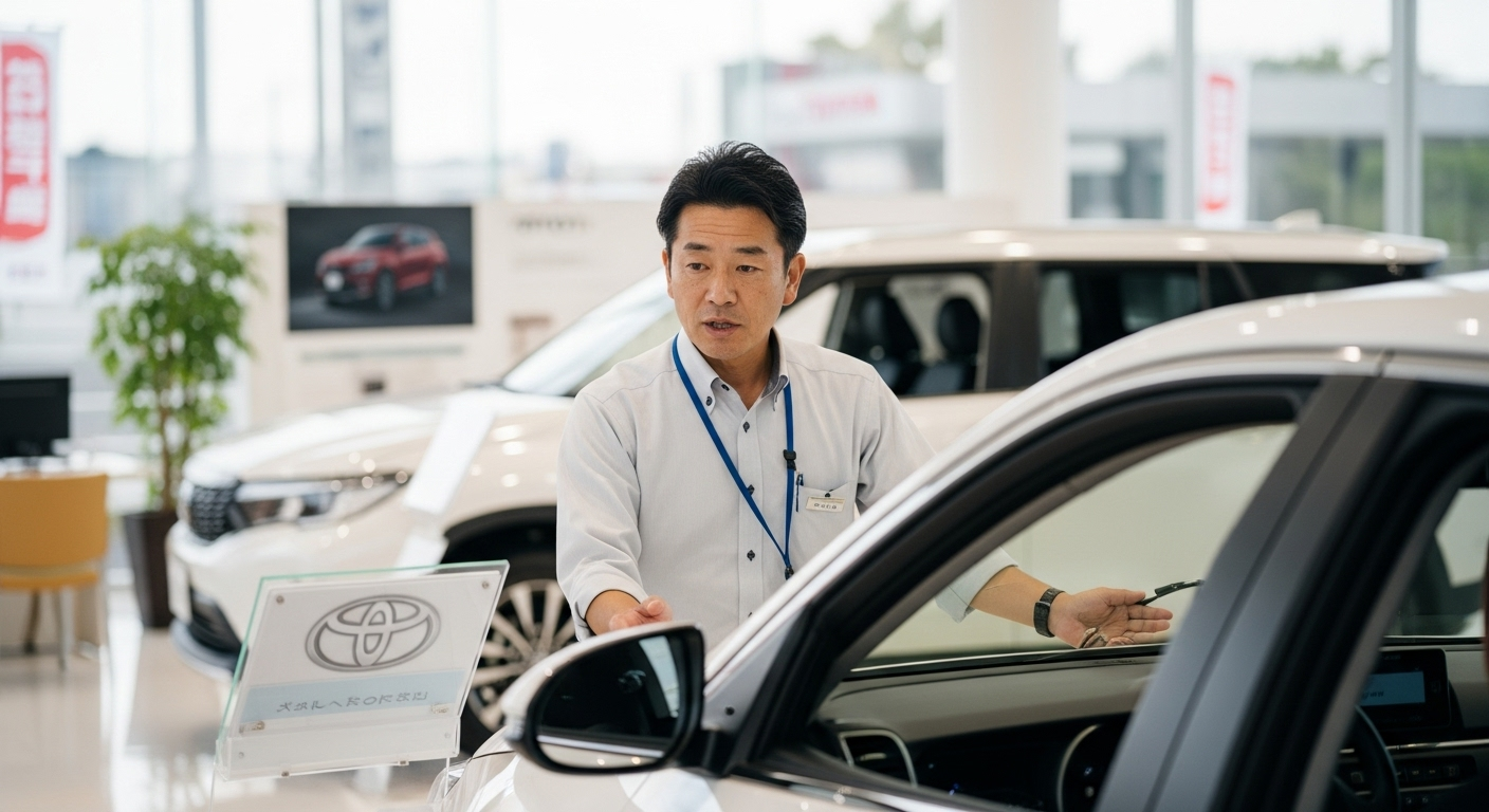 トヨタの全店舗併売によるディーラー間の競争の変化を解説するイメージ