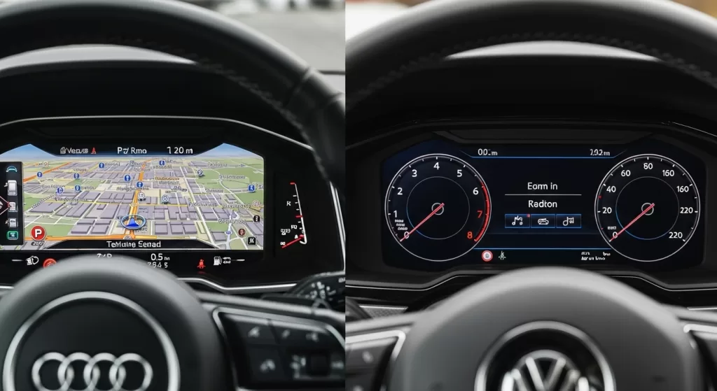 A1のバーチャルコックピットとポロのデジタルメーター比較
