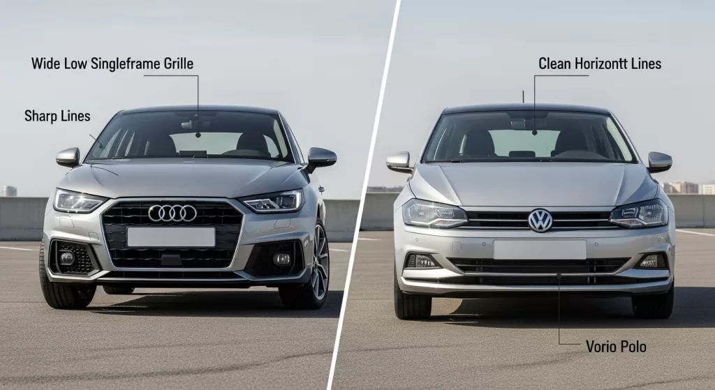 A1とポロのフロントデザイン比較（グリル形状と面構成の違い）