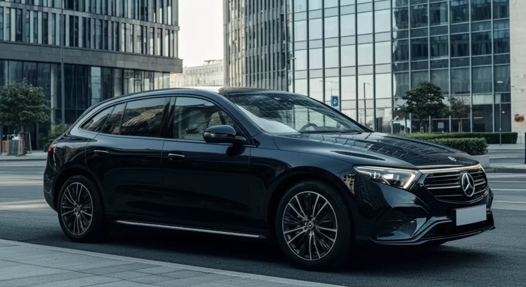 高級感と革新性を兼ね備えたEQE SUVの存在感を象徴する一枚