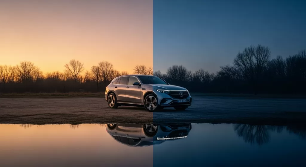 購入前に冷静な判断を促すような静かな佇まいのEQE SUV