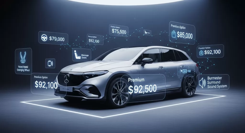 高価格帯オプションが可視化されたEQE SUVの価格イメージ