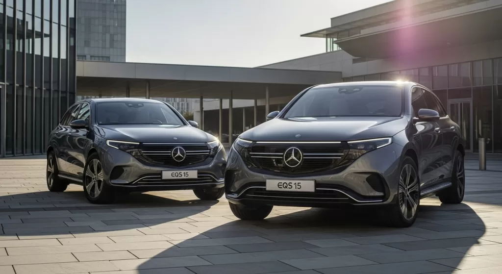 EQE SUVとEQS SUVのサイズや印象の違いを比較したシーン