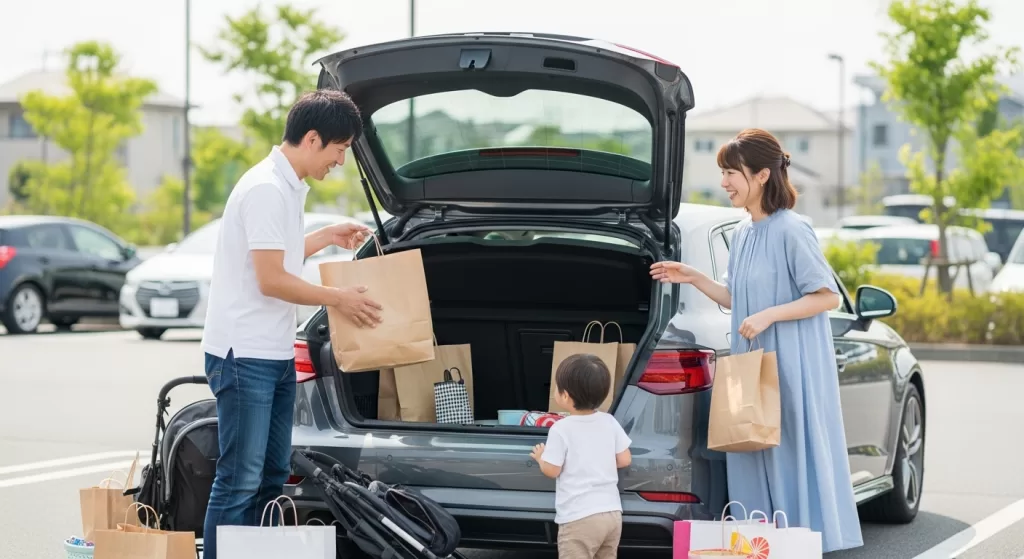 アウディS3をファミリーカーとして使用する日本人家族の様子
